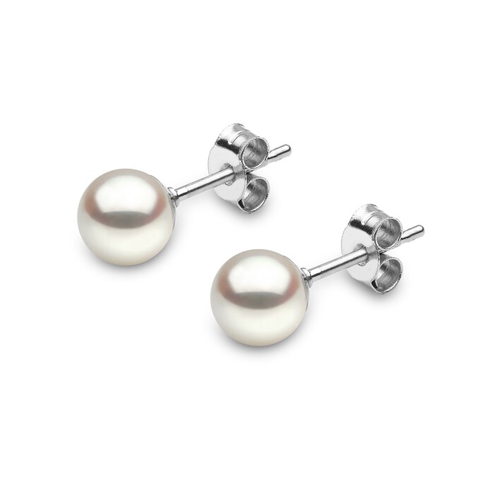 Goldsmiths 9ct White Gold 6-6.5mm Akoya Pearl Stud Earrings