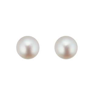 Goldsmiths 9CT WHITE GOLD 6-6.5MM AKOYA PEARL STUD EARRINGS
