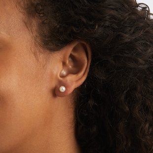 Goldsmiths 9CT WHITE GOLD 6-6.5MM AKOYA PEARL STUD EARRINGS