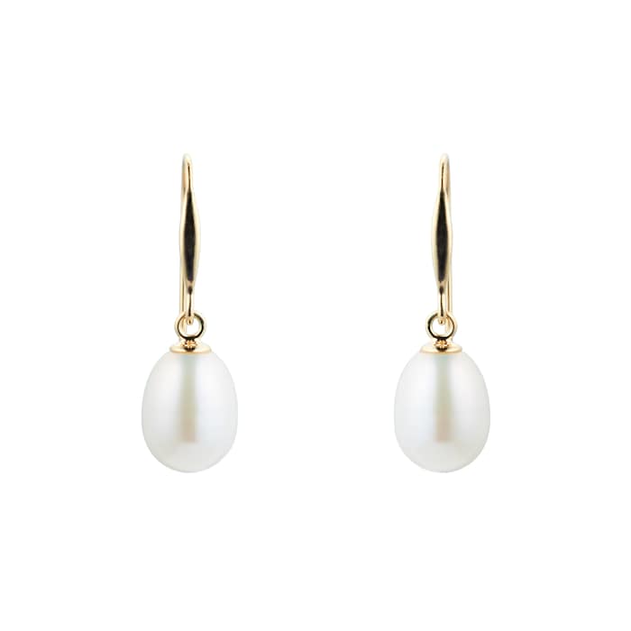 Goldsmiths 9ct Yellow Gold 7mm Freshwater Pearl Drop Earrings