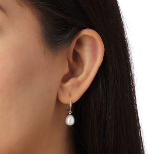 Goldsmiths 9ct Yellow Gold 7mm Freshwater Pearl Drop Earrings