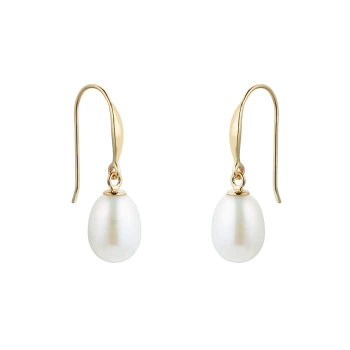 Goldsmiths 9ct Yellow Gold 7mm Freshwater Pearl Drop Earrings