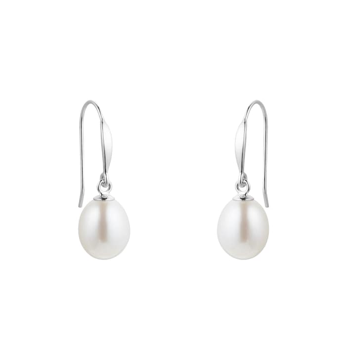 Goldsmiths 9ct White Gold Freshwater Pearl Drop Earrings