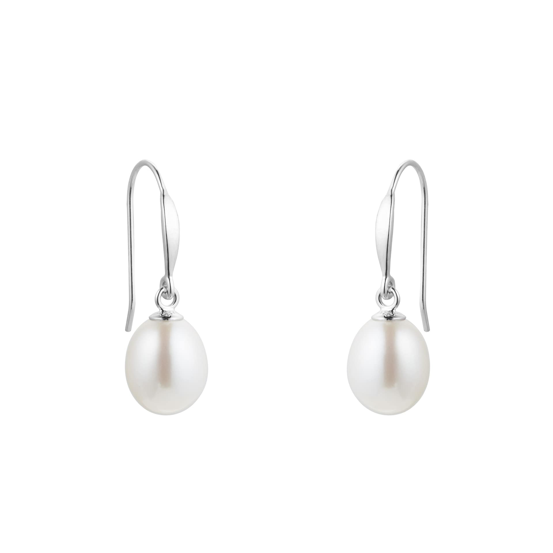 Goldsmiths 9ct White Gold Freshwater Pearl Drop Earrings Goldsmiths 9ct White Gold Freshwater Pearl Drop Earrings