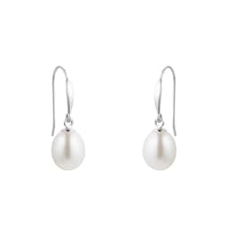 15070334 - 9ct White Gold Freshwater Pearl Drop Earrings