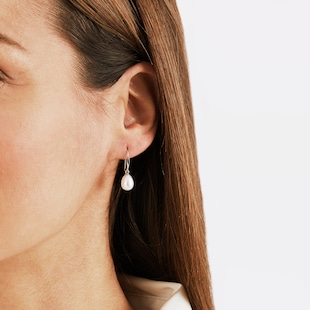 Goldsmiths 9ct White Gold Freshwater Pearl Drop Earrings
