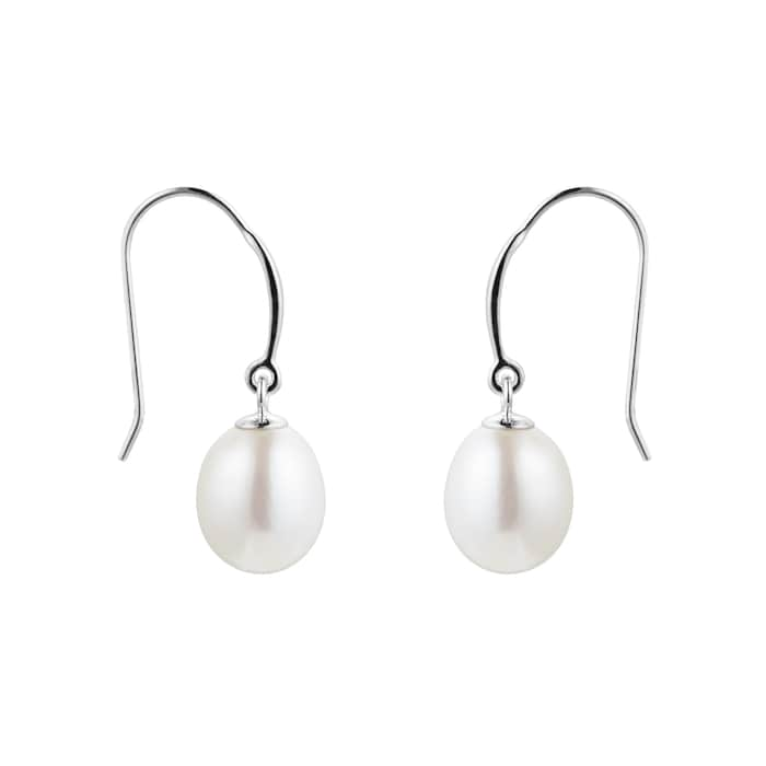 Goldsmiths 9ct White Gold Freshwater Pearl Drop Earrings