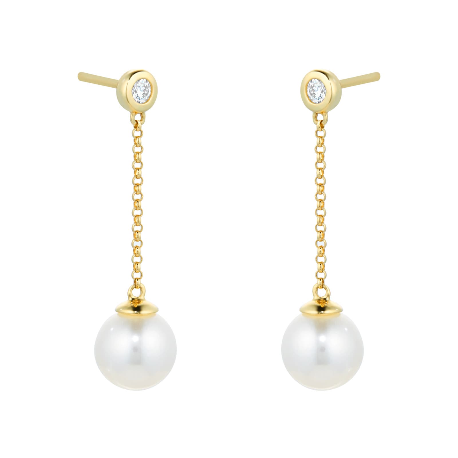 Mappin & Webb 18ct Yellow Gold Freshwater Pearl & Diamond Drop Earrings Mappin & Webb 18ct Yellow Gold Freshwater Pearl & Diamond Drop Earrings