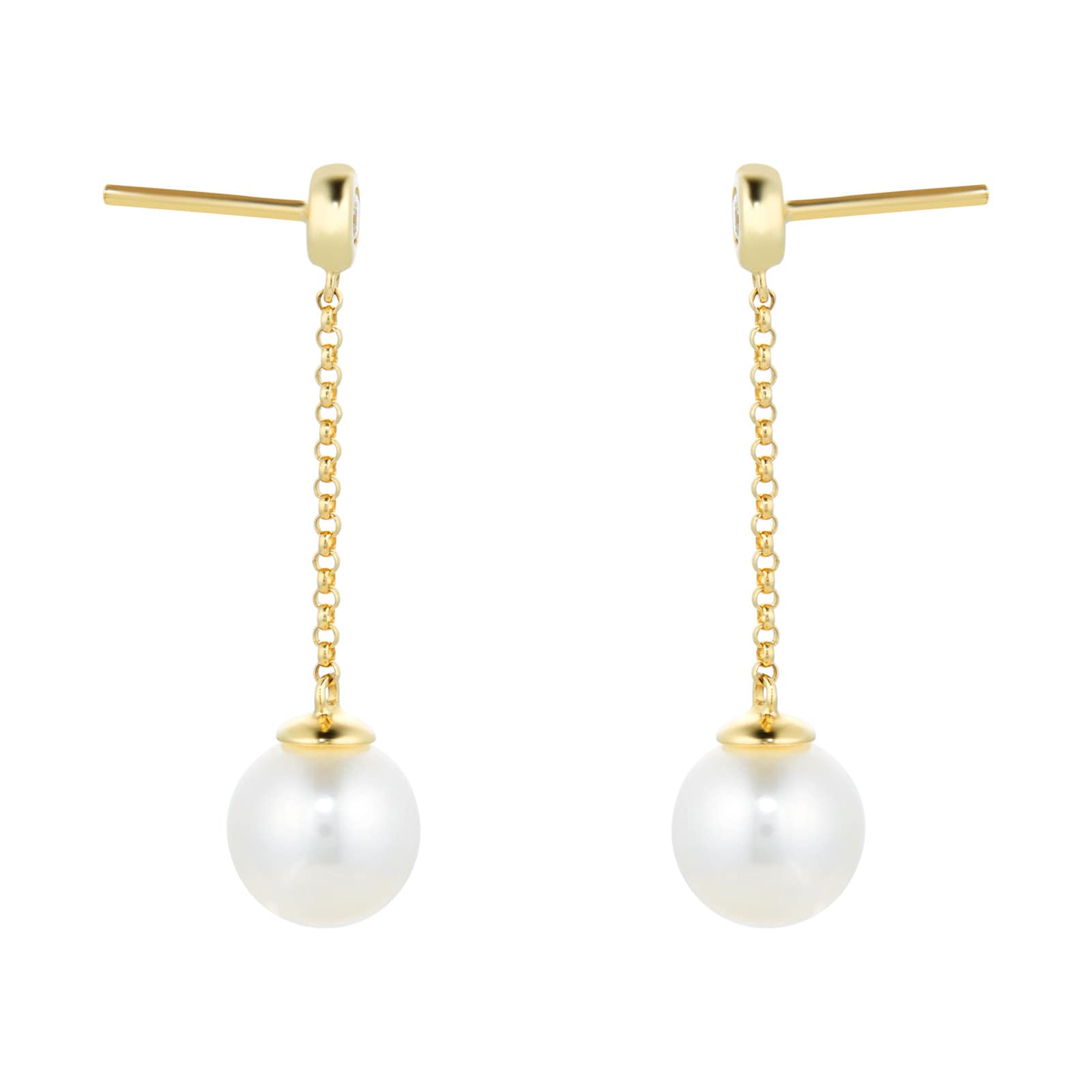Mappin & Webb 18ct Yellow Gold Freshwater Pearl & Diamond Drop Earrings Mappin & Webb 18ct Yellow Gold Freshwater Pearl & Diamond Drop Earrings