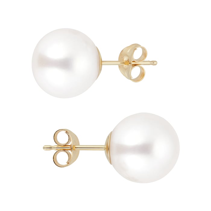 Goldsmiths 9ct Yellow Gold 10-10.5mm Cultured Fresh Water Pearl Stud Earrings