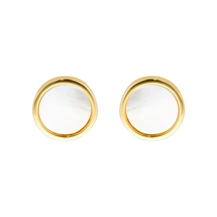 Goldsmiths 9ct Yellow Gold Mother Of Pearl Stud Earrings