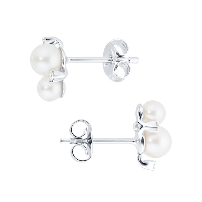 Goldsmiths 9ct White Gold Pearl 0.04ct Cluster Stud Earrings