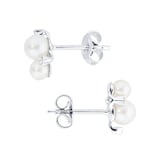 Goldsmiths 9ct White Gold Pearl 0.04ct Cluster Stud Earrings