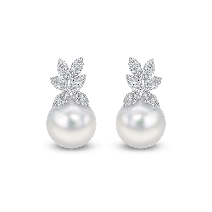 Mappin & Webb 18ct White Gold South Sea Pearl & Diamond Stud Earrings