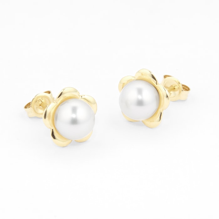 Goldsmiths 9ct Yellow Gold Pearl Studs