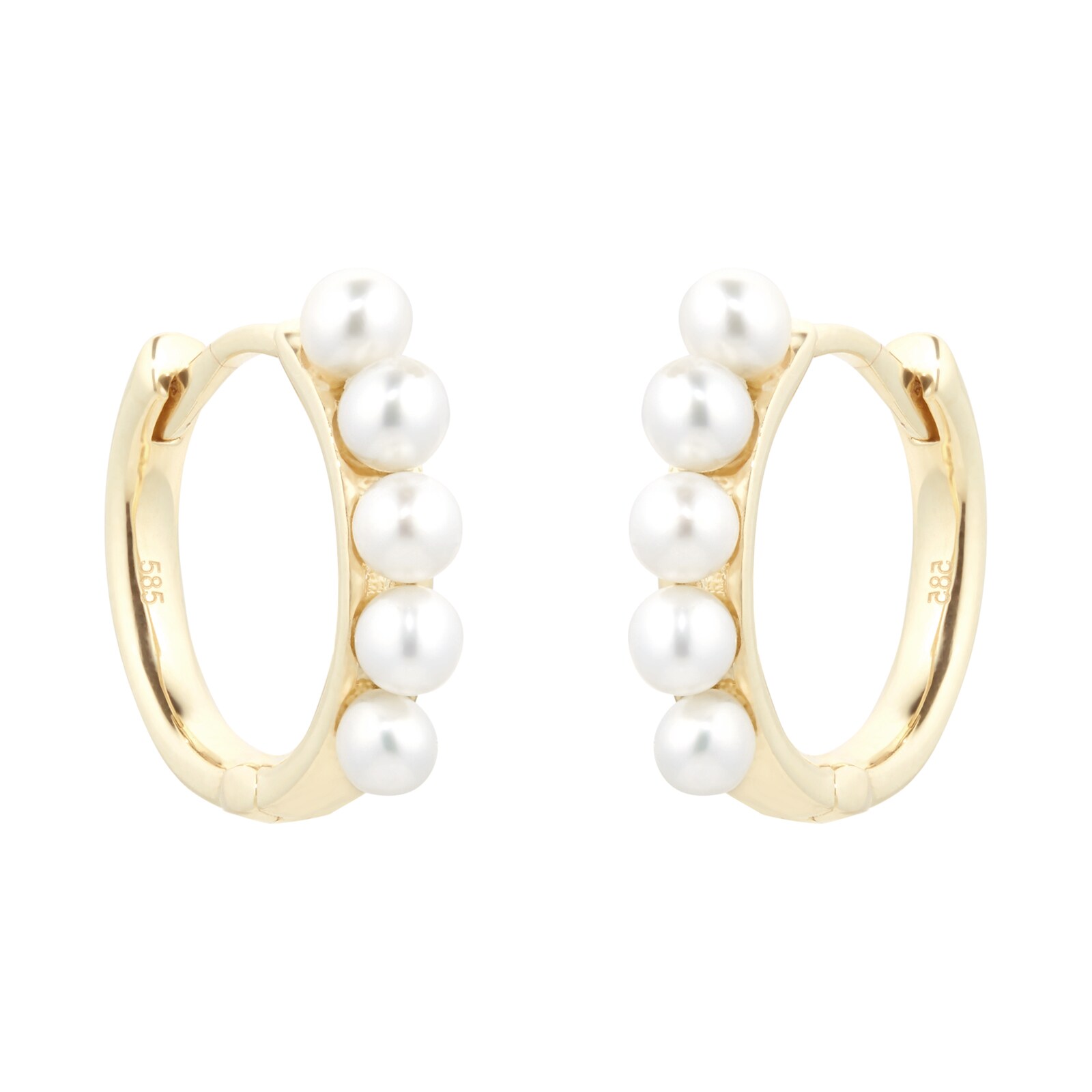 Goldsmiths 9ct Yellow Gold Pearl Hoops Goldsmiths 9ct Yellow Gold Pearl Hoops