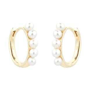 Goldsmiths 9ct Yellow Gold Pearl Hoops