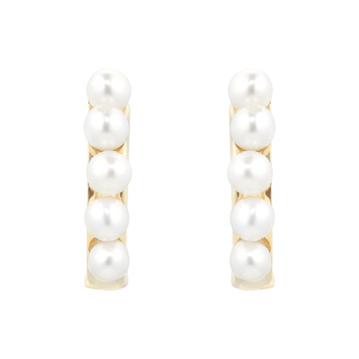 Goldsmiths 9ct Yellow Gold Pearl Hoops