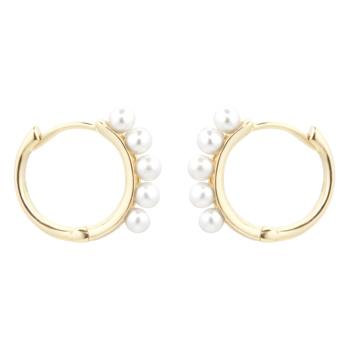Goldsmiths 9ct Yellow Gold Pearl Hoops