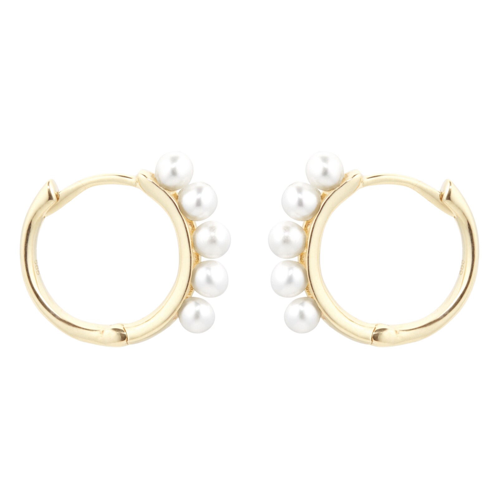 Goldsmiths 9ct Yellow Gold Pearl Hoops