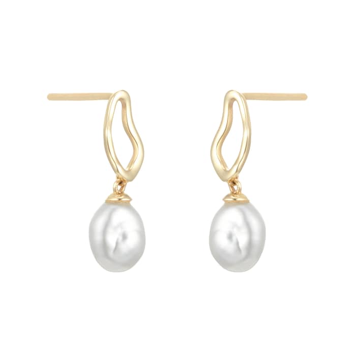 Goldsmiths 18ct Yellow Gold Baroque Pearl Stud Earrings