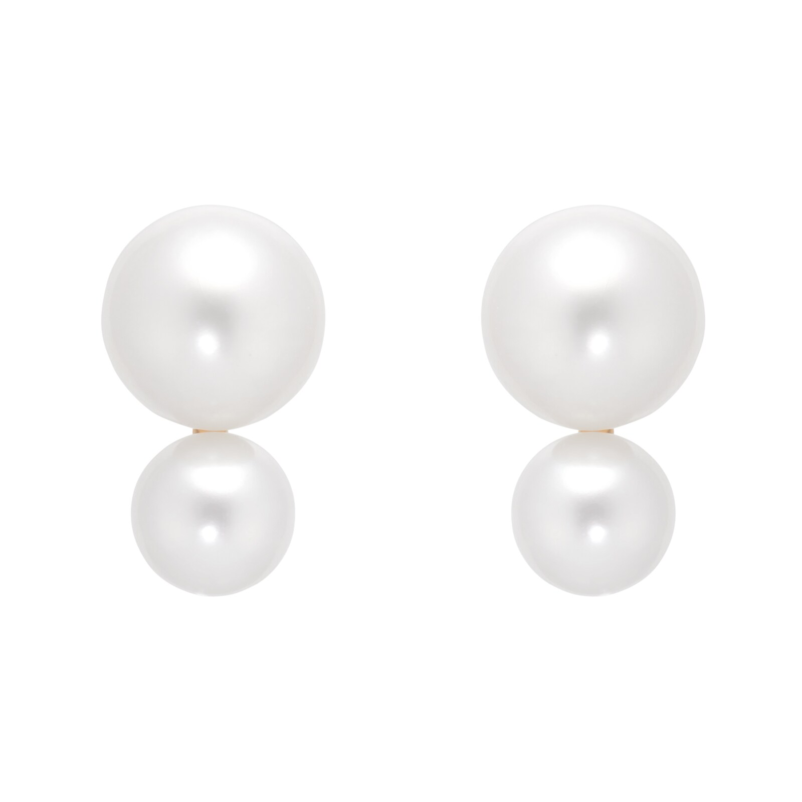 18ct Yellow Gold Double Freshwater Pearl Stud Earrings