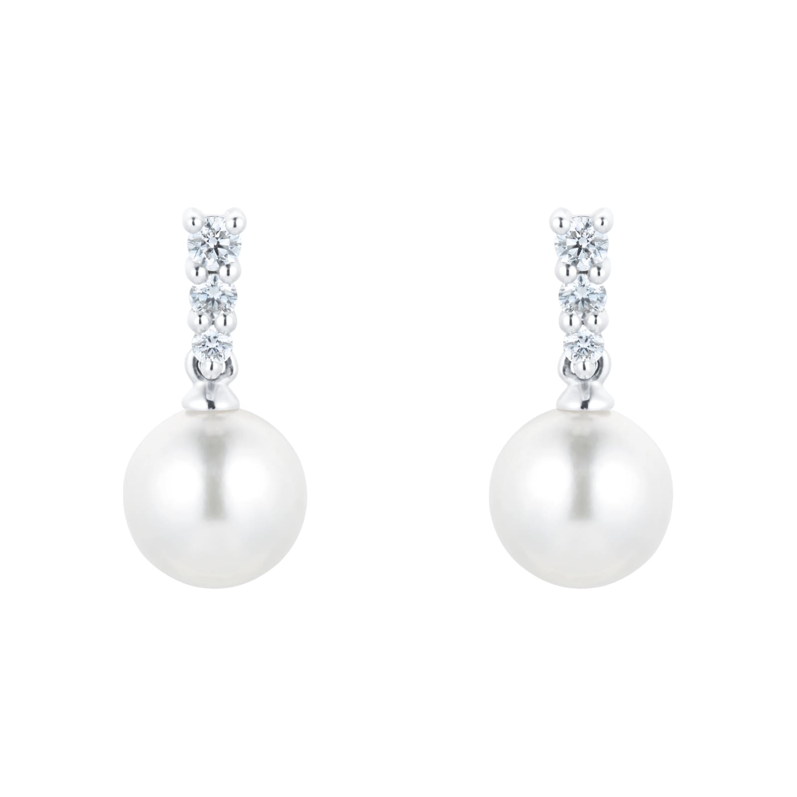 18ct White Gold Akoya Pearl & 0.20ct Diamond Earrings