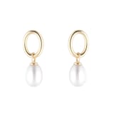 Goldsmiths 9ct Yellow Gold Oval Freshwater Pearl Drop Earrings