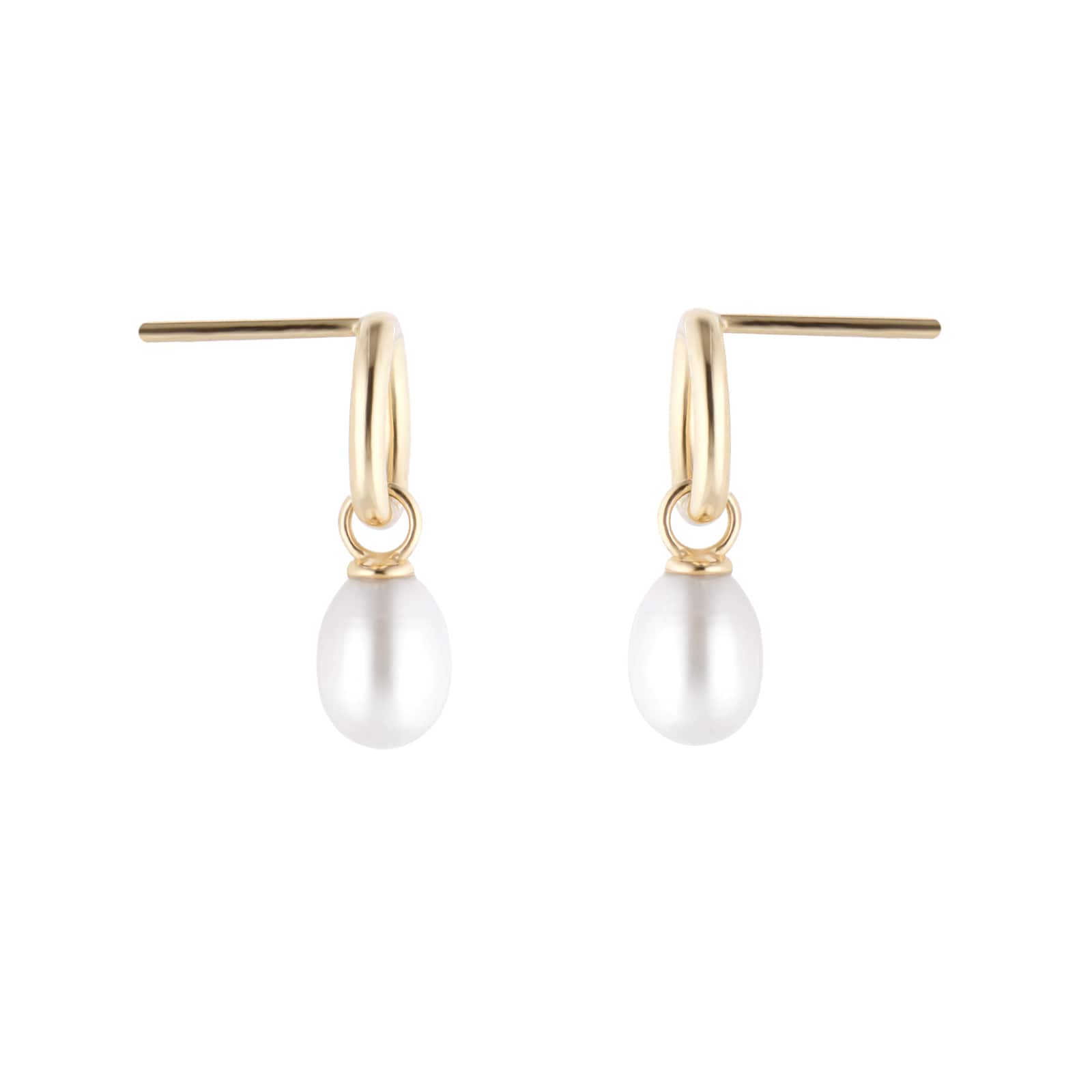 Goldsmiths 9ct Yellow Gold Oval Freshwater Pearl Drop Earrings