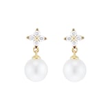 Goldsmiths 9ct Yellow Gold Freshwater Pearl & 0.11ct Diamond Stud Earrings