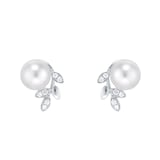 Mappin & Webb 18ct White Gold 7-7.5mm Akoya Pearl & 0.11cttw Diamond Earrings