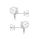 Mappin & Webb 18ct White Gold 7-7.5mm Akoya Pearl & 0.11cttw Diamond Earrings