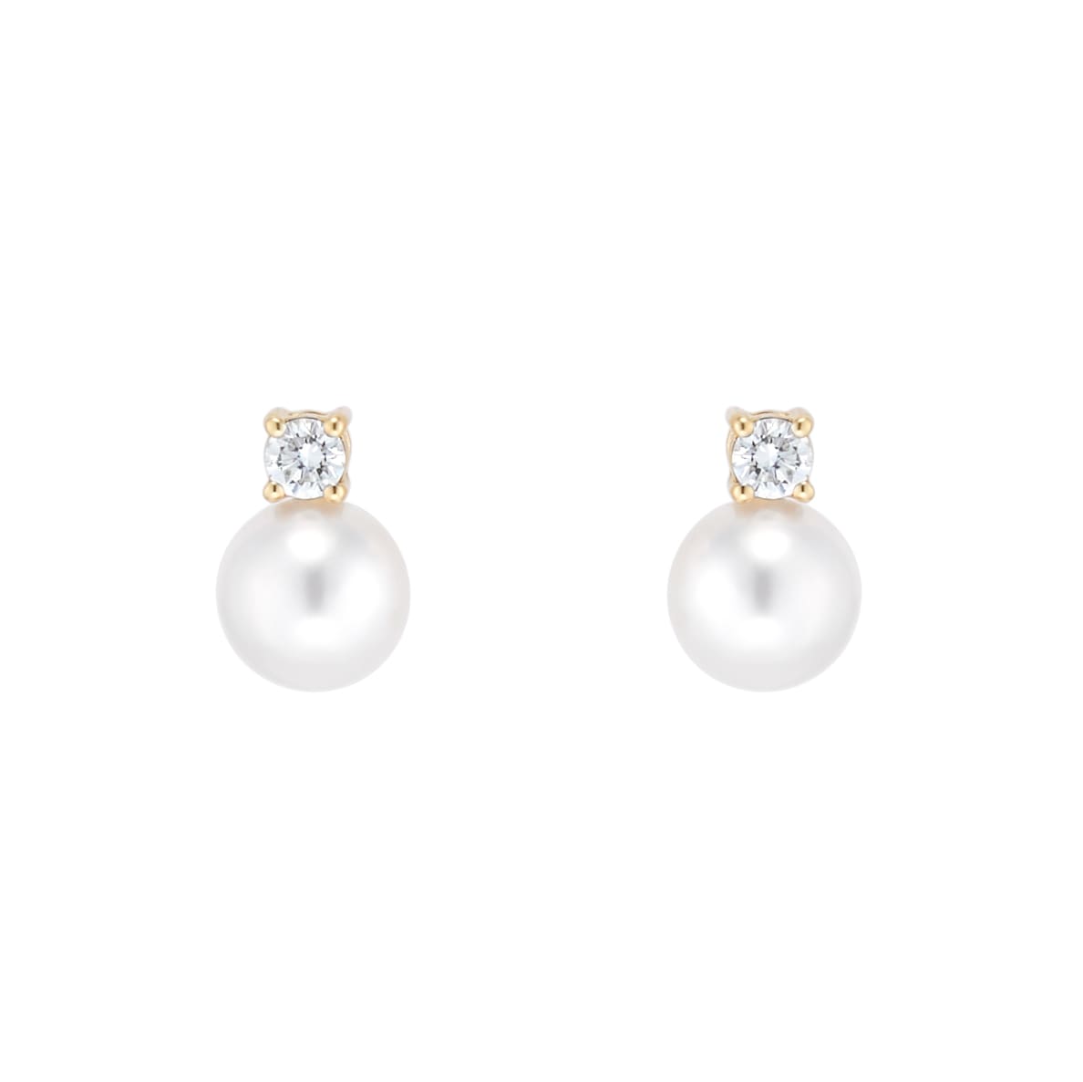 18ct White Gold 7-7.5mm Akoya Pearl & 0.20cttw Diamond Earrings