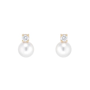 Mappin & Webb 18ct White Gold 7-7.5mm Akoya Pearl & 0.20cttw Diamond Earrings