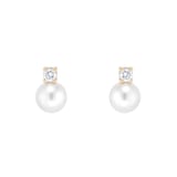 Mappin & Webb 18ct White Gold 7-7.5mm Akoya Pearl & 0.20cttw Diamond Earrings