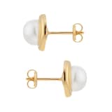 Goldsmiths 9ct Yellow Gold 7-7.5mm Pearl Rub Over Stud Earrings