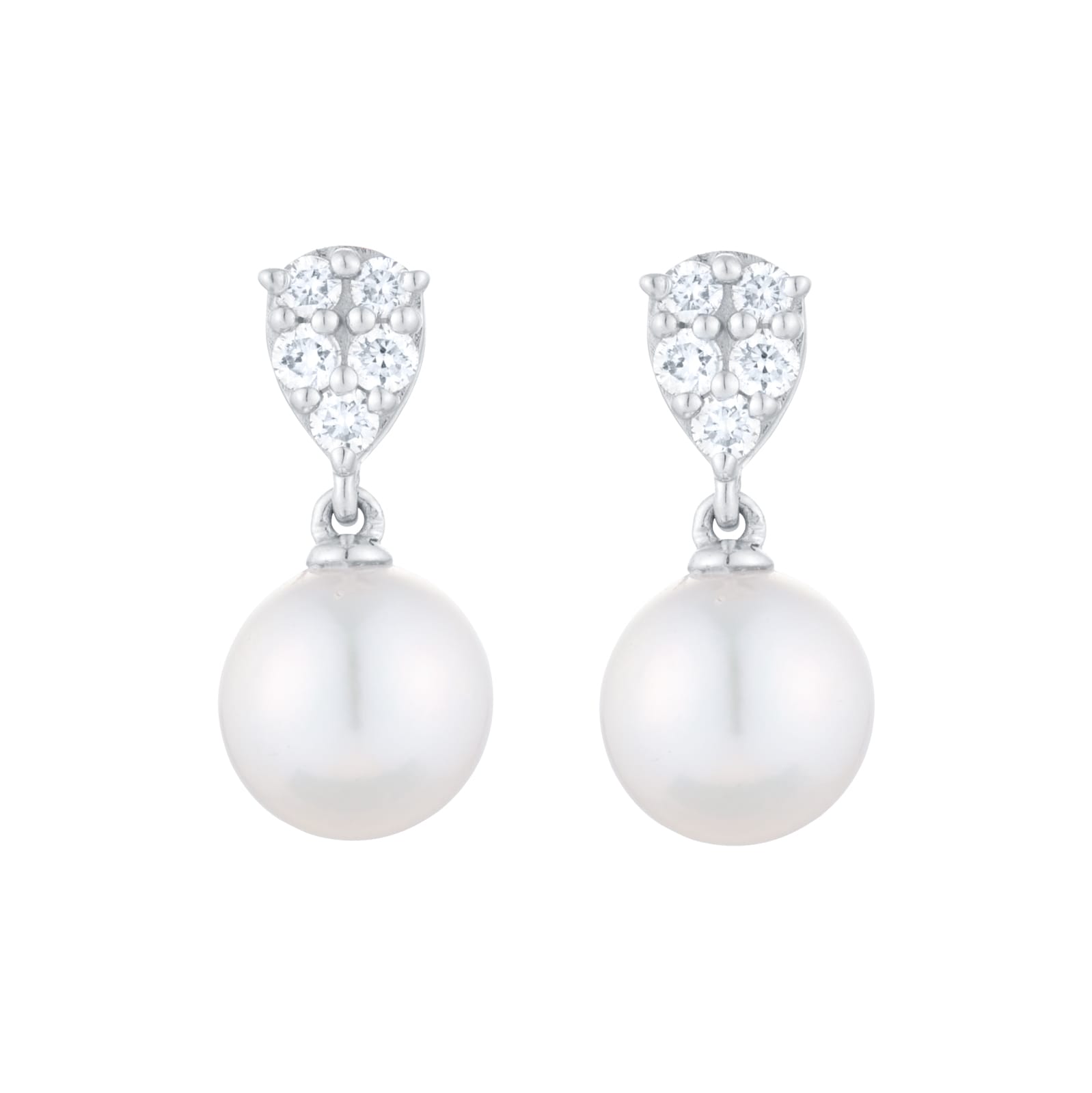 Mappin 
Webb 18ct White Gold 7x7.5mm Akoya Peal 
0.20cttw Diamond Earrings