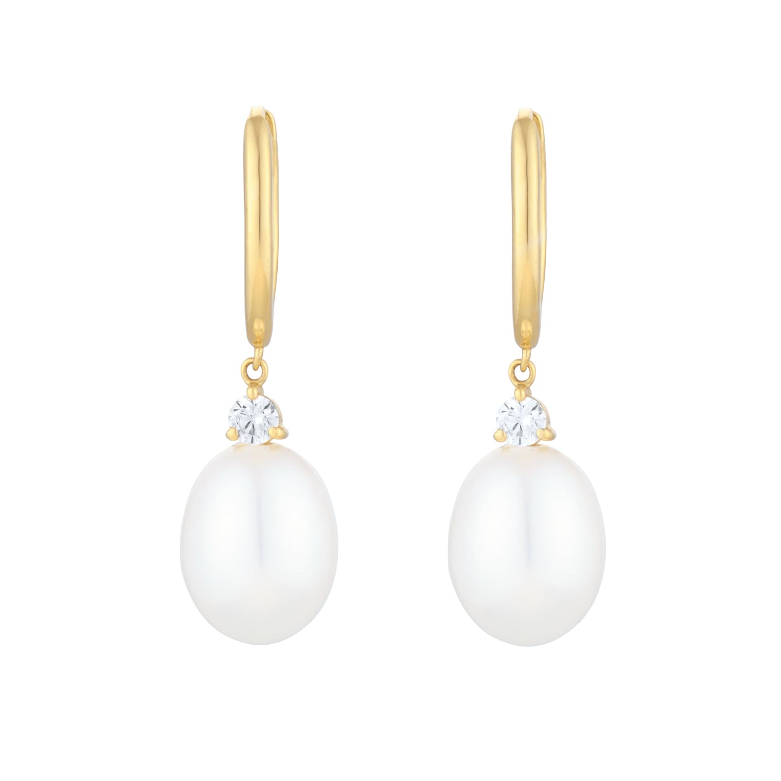 Mappin 
Webb 18ct Yellow Gold 8x8.5mm Fresh Water Pearl 
0.14cttw Diamond Hoop Earrings