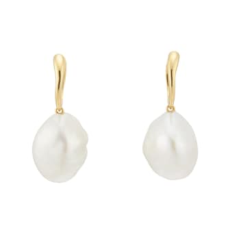 Mappin 
Webb 18ct Yellow Gold Fresh Water Pearl Fluid Hoop Earrings