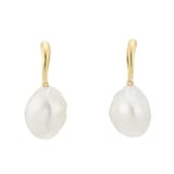 Mappin & Webb 18ct Yellow Gold Fresh Water Pearl Fluid Hoop Earrings