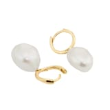 Mappin & Webb 18ct Yellow Gold Fresh Water Pearl Fluid Hoop Earrings