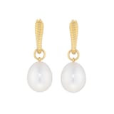 Goldsmiths 9ct Yellow Gold Detatchable 8mm Oval Freshwater Pearl Hoop Earrings