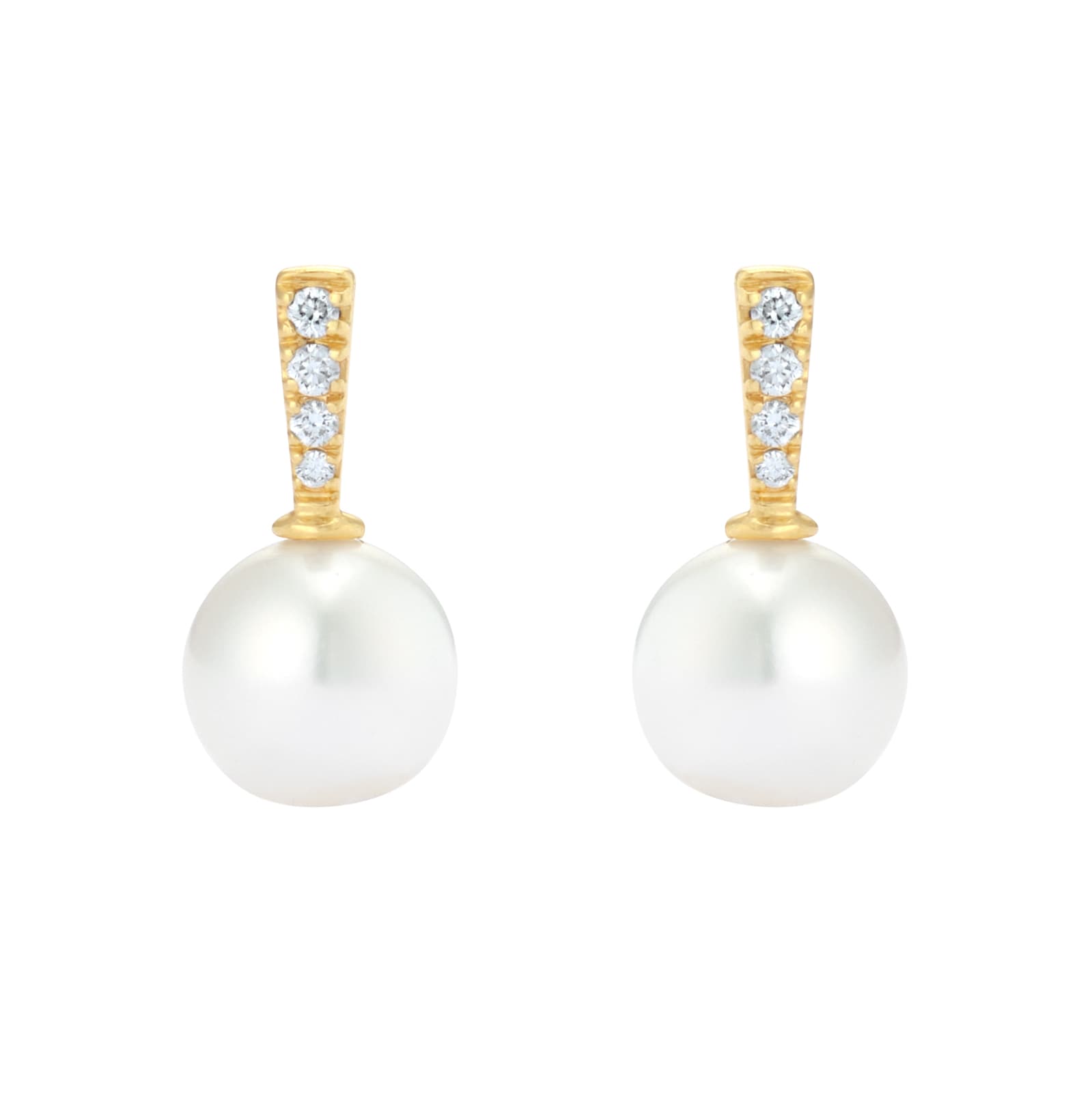 Goldsmiths 9ct Yellow Gold 6.5-7mm Freshwater Pearl and Diamond Stud Earrings