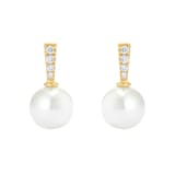 Goldsmiths 9ct Yellow Gold 6.5-7mm Freshwater Pearl and Diamond Stud Earrings