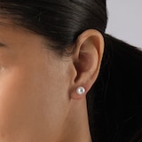 Mappin & Webb 18ct White Gold 7x7.5mm Akoya Pearl Stud Earrings