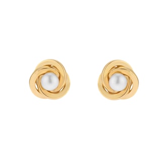 Goldsmiths 9ct Yellow Gold 4mm Freshwater Pearl Knot Stud Earrings Goldsmiths 9ct Yellow Gold 4mm Freshwater Pearl Knot Stud Earrings