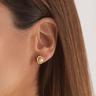 Goldsmiths 9ct Yellow Gold 4mm Freshwater Pearl Knot Stud Earrings Goldsmiths 9ct Yellow Gold 4mm Freshwater Pearl Knot Stud Earrings