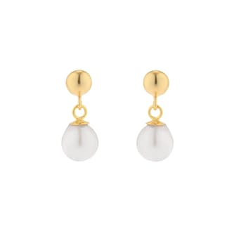Goldsmiths 9ct Yellow Gold Freshwater Pearl Stud Drop Earrings Goldsmiths 9ct Yellow Gold Freshwater Pearl Stud Drop Earrings