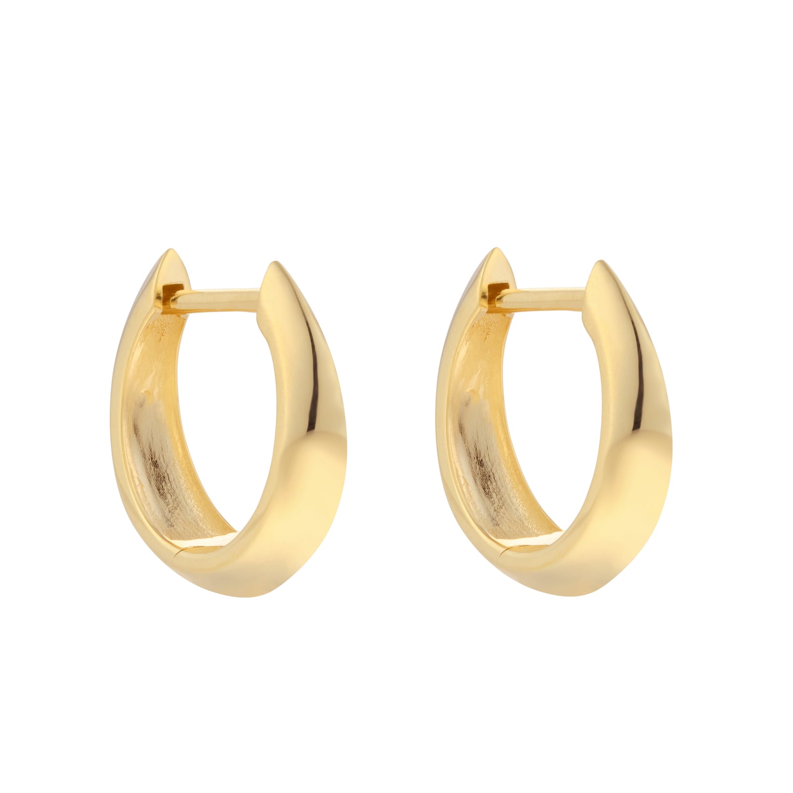 Goldsmiths 9ct Yellow Gold 15mm Graduated Knife Edge Hoop Earrings Goldsmiths 9ct Yellow Gold 15mm Graduated Knife Edge Hoop Earrings