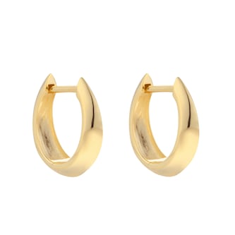 Goldsmiths 9ct Yellow Gold 15mm Graduated Knife Edge Hoop Earrings